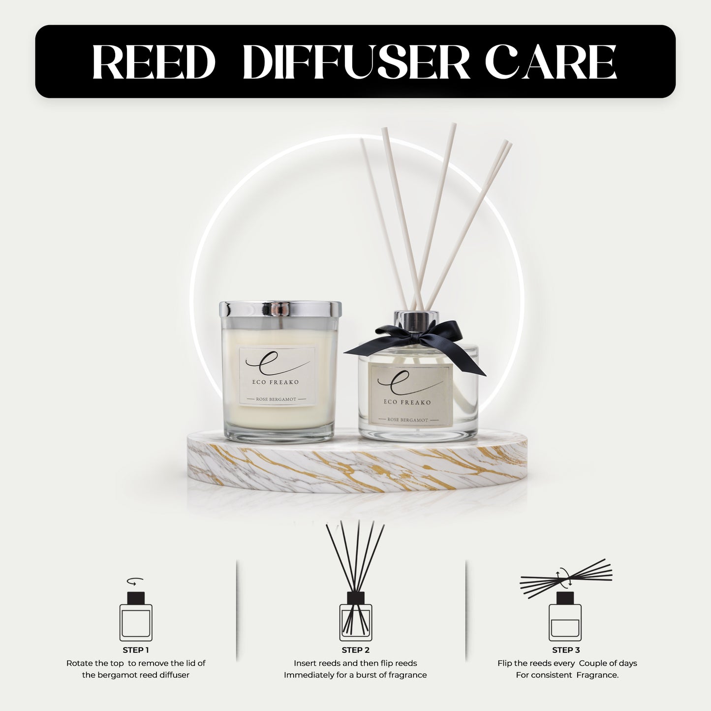 Rose Bergamot Candle and Reed Diffuser Gift Set