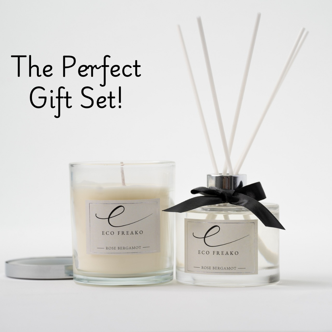 Rose Bergamot Candle and Reed Diffuser Gift Set