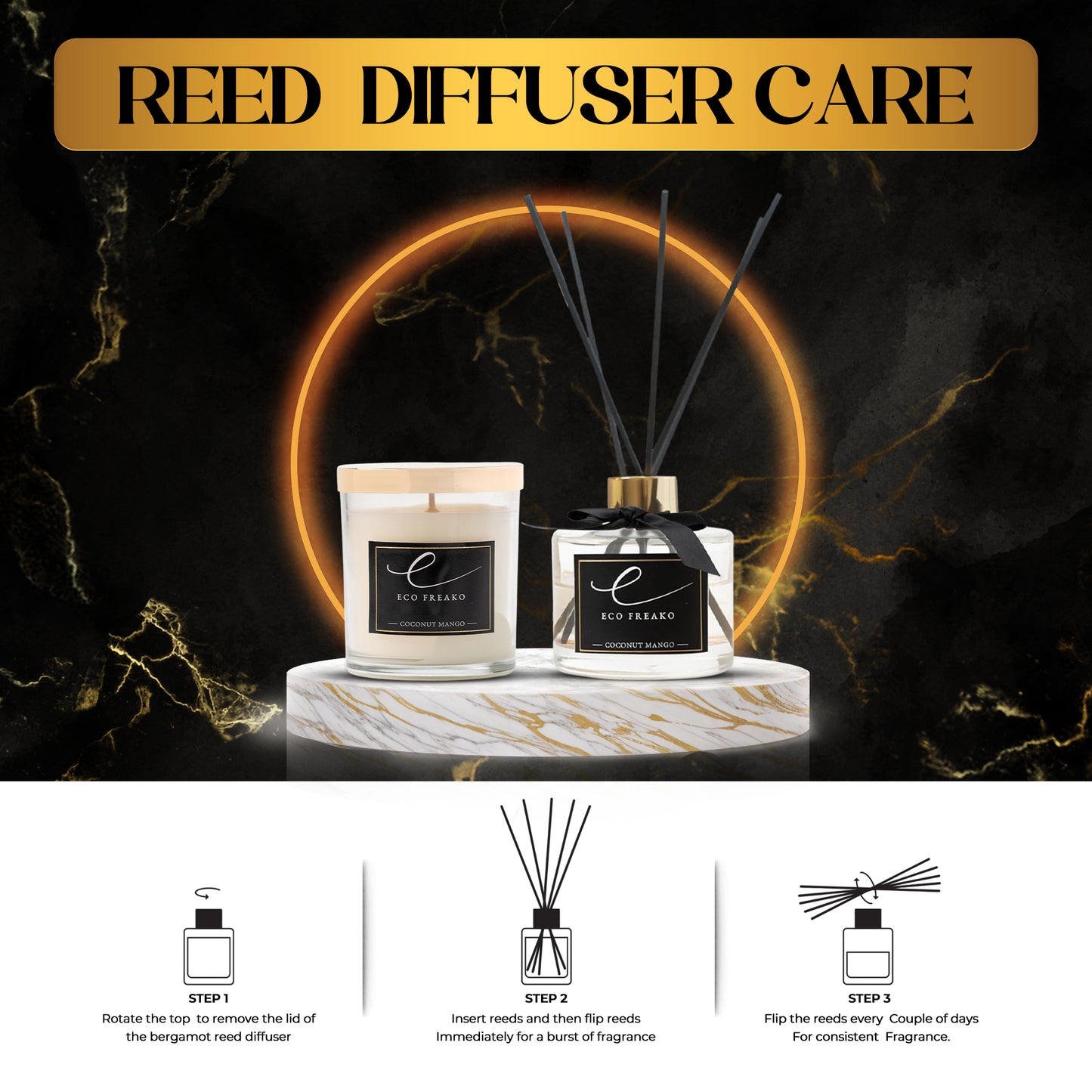 Coconut Mango Candle and Reed Diffuser Gift Set